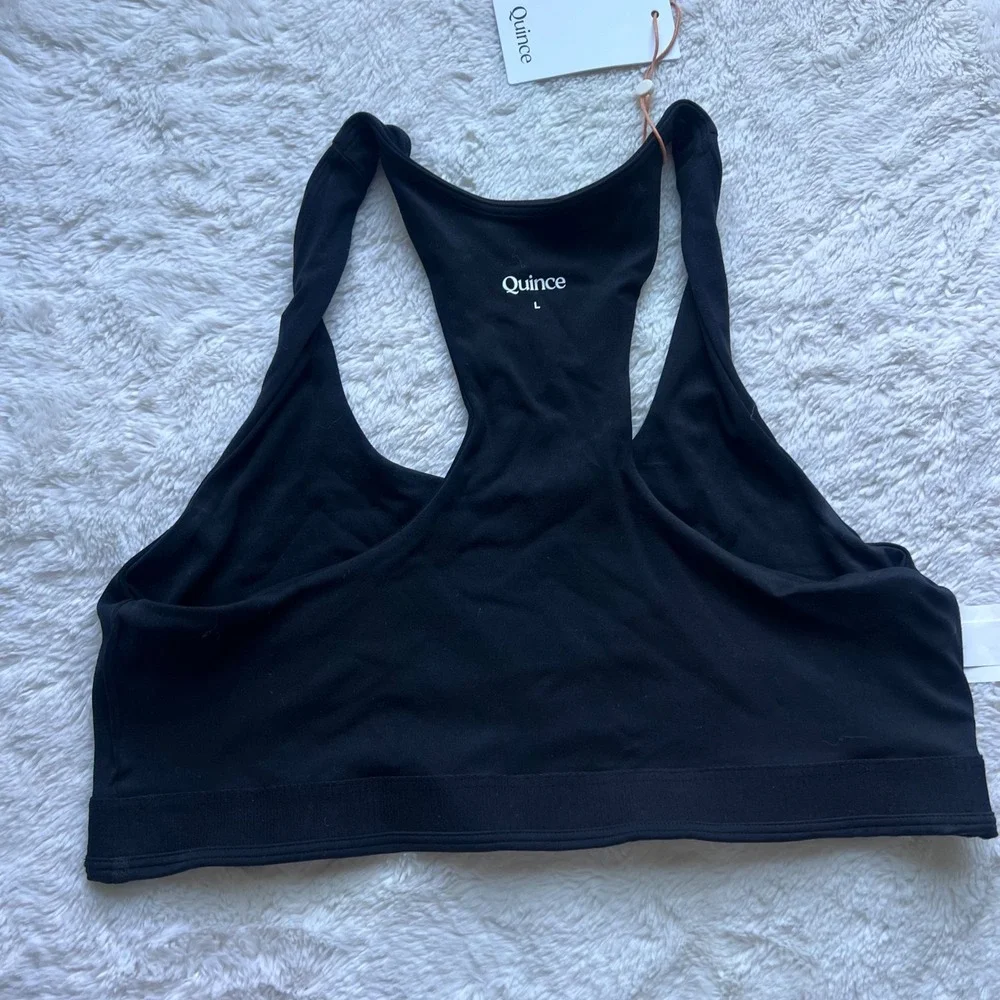 Quince Womens Ultra-Soft Performance Racerback Sports Bra Black Size Large NEW